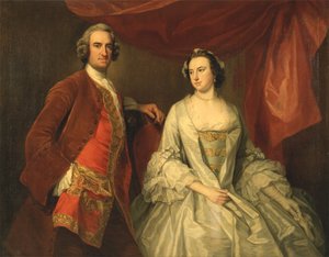 Un hombre y una mujer, posiblemente de la familia desaparecida, de Little Park House, Wickham, Hampshire de George Knapton
